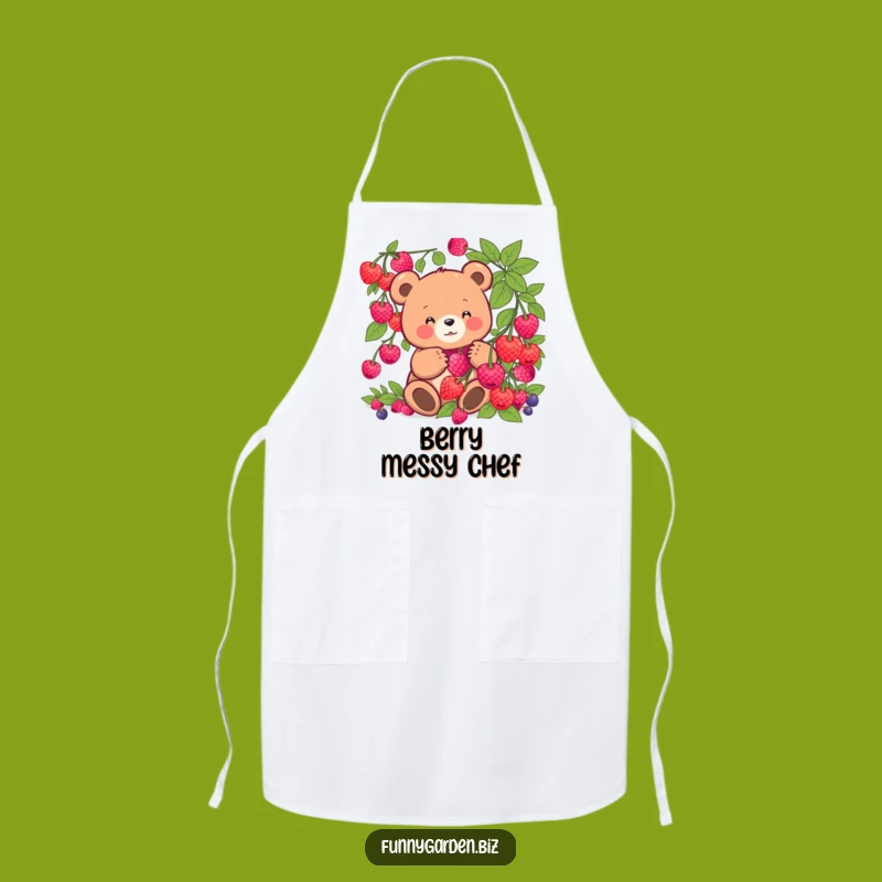 Funny Kawaii Bear Apron: Chef's Hilarious Companion for Berry Baking