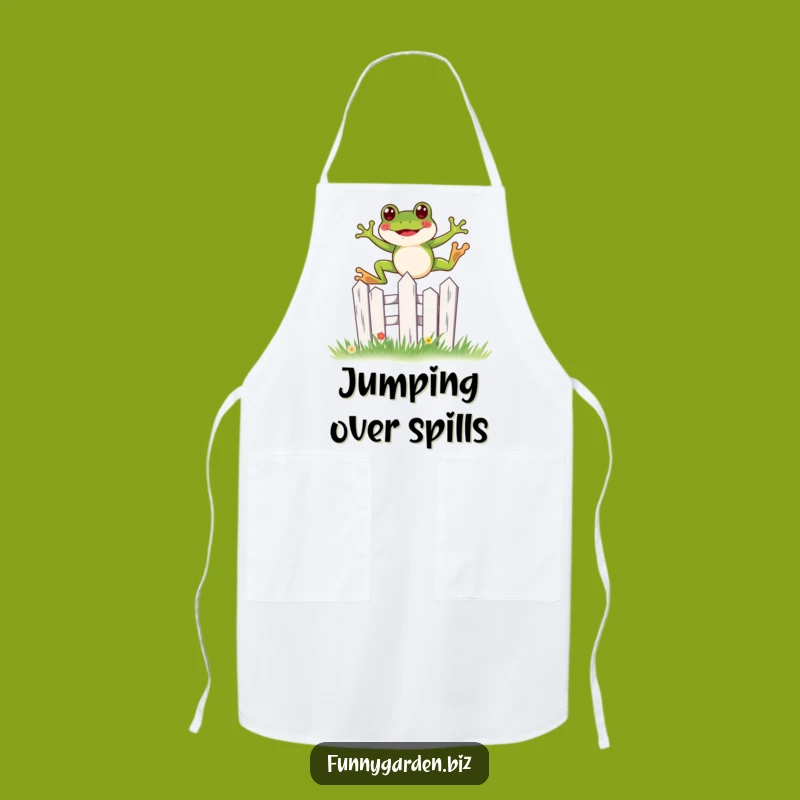 Funny Frog Apron - Kawaii Leap, Garden Fence Kitchen Gift