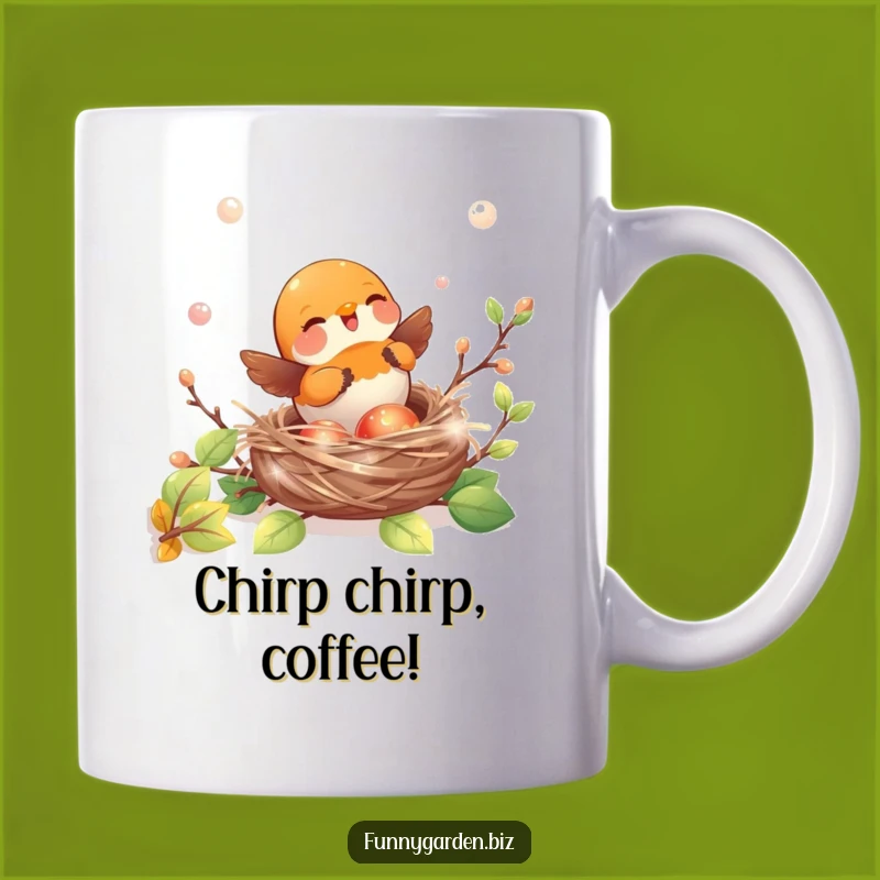 Funny Robin Nest Mug - Joyful Building, Iridescent Twigs Gift