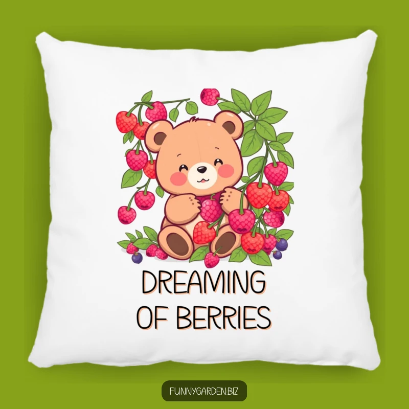 Cute Funny Kawaii Bear Berry Pillow: Comfy & Hilarious Gift for Cuddles