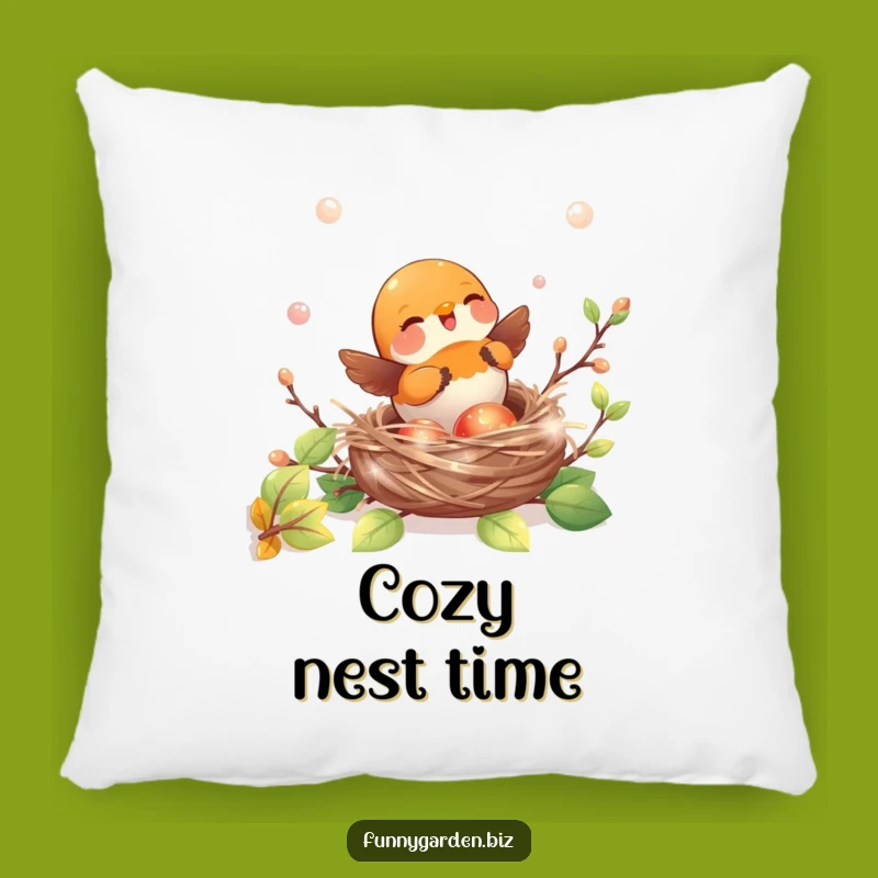 Funny Robin Pillow - Joyful Nest, Iridescent Comfort Gift