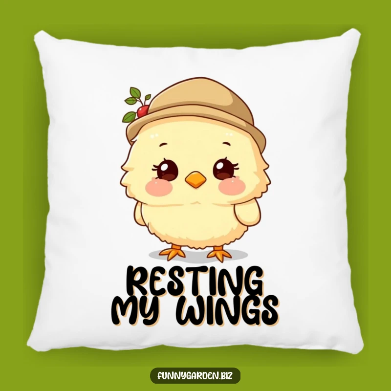 Funny Chick Gardener Pillow: Cozy Hat Cuddles, Perfect Funny Gift
