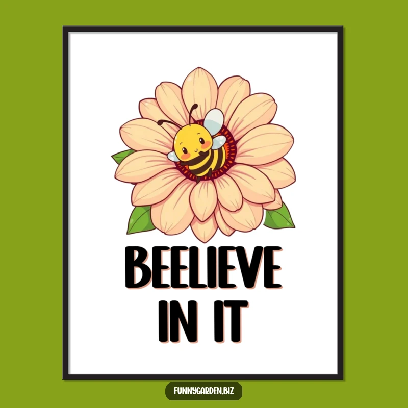 Funny Bee Flower Digital Art: Energetic Buzzing Maestro, Perfect Funny Gift