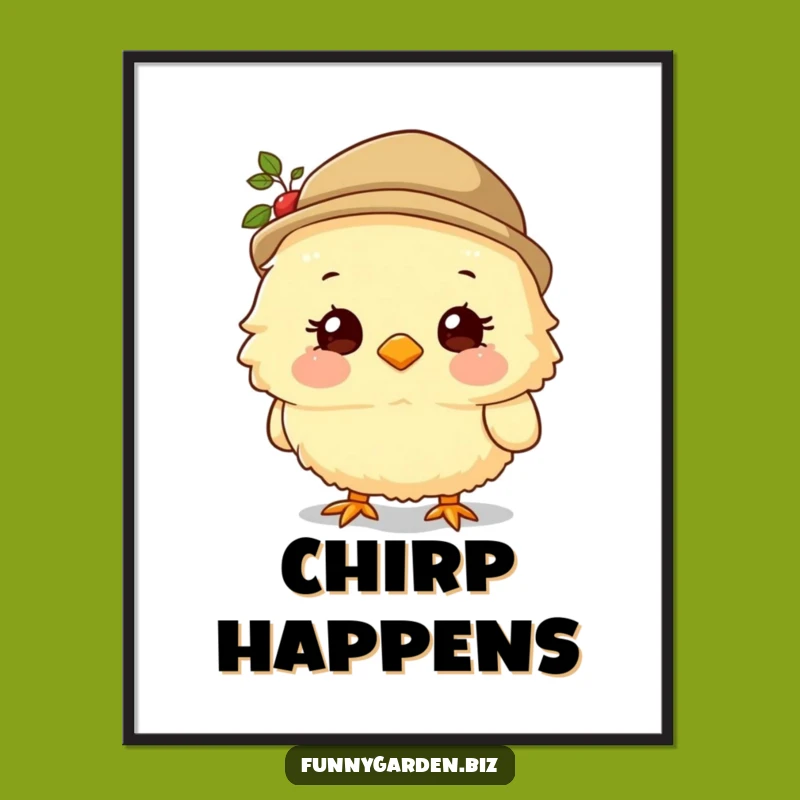 Funny Chick Gardener Digital Art: Sweet Hat Smiles, Perfect Funny Gift