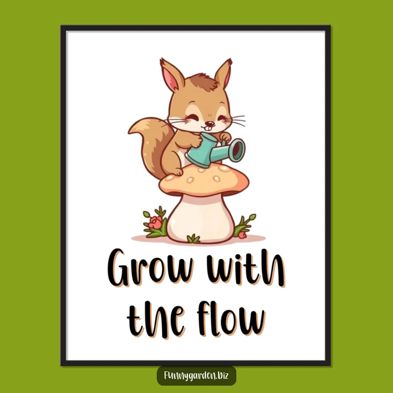 Funny Squirrel Gardener Digital Art: Tiny Watering Magic, Perfect Funny Gift
