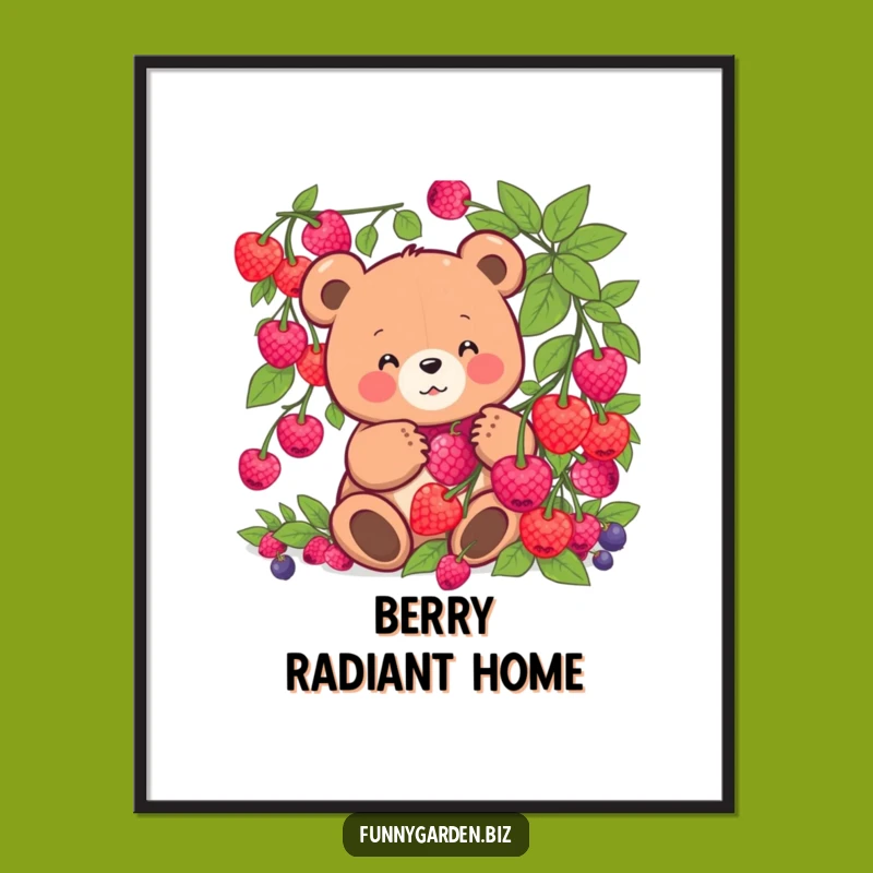 Printable Funny Kawaii Bear Berry Art: Instant Hilarious Decor & Gift
