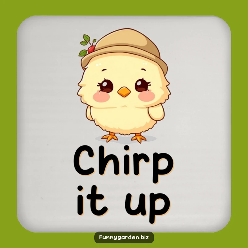 Funny Chick Gardener Coaster: Sweet Hat Protection, Perfect Funny Gift