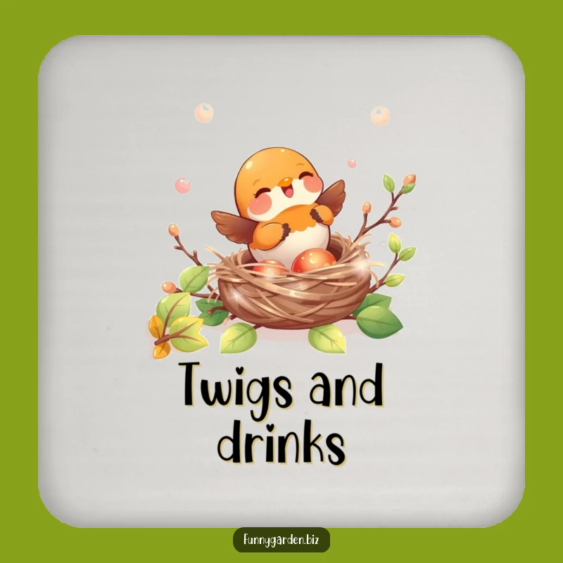 Funny Robin Drink Coaster - Joyful Nest, Iridescent Decor