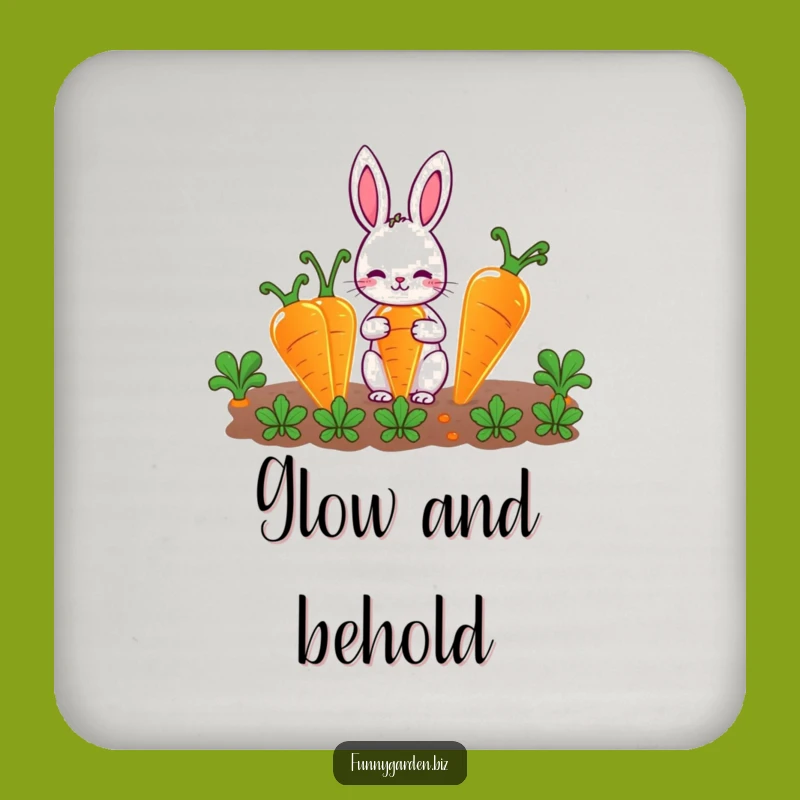 Funny Rabbit Gardener Coaster: Cute Glowing Carrots Protection, Perfect Funny Gift for Tables