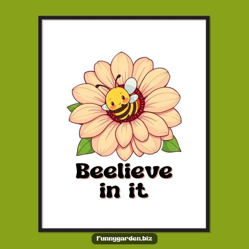Funny Bee Flower Poster: Energetic Buzz Art, Perfect Funny Gift