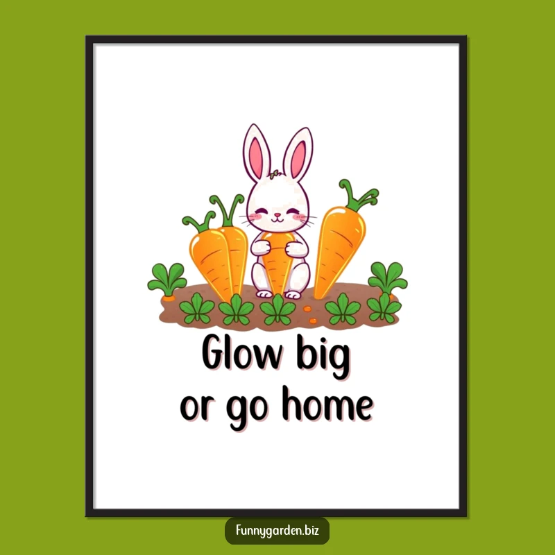 Funny Rabbit Gardener Poster: Adorable Glowing Carrots Art, Perfect Funny Gift for Decor