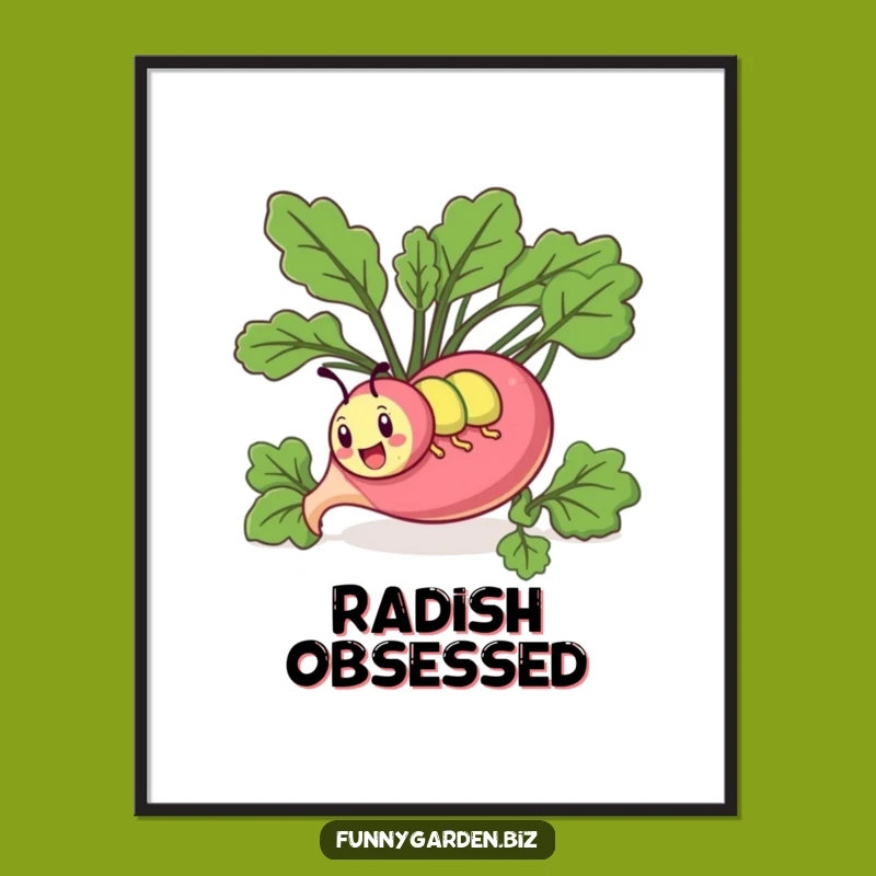 Funny Kawaii Caterpillar Radish Poster: Quirky Art & Hilarious Gift Idea
