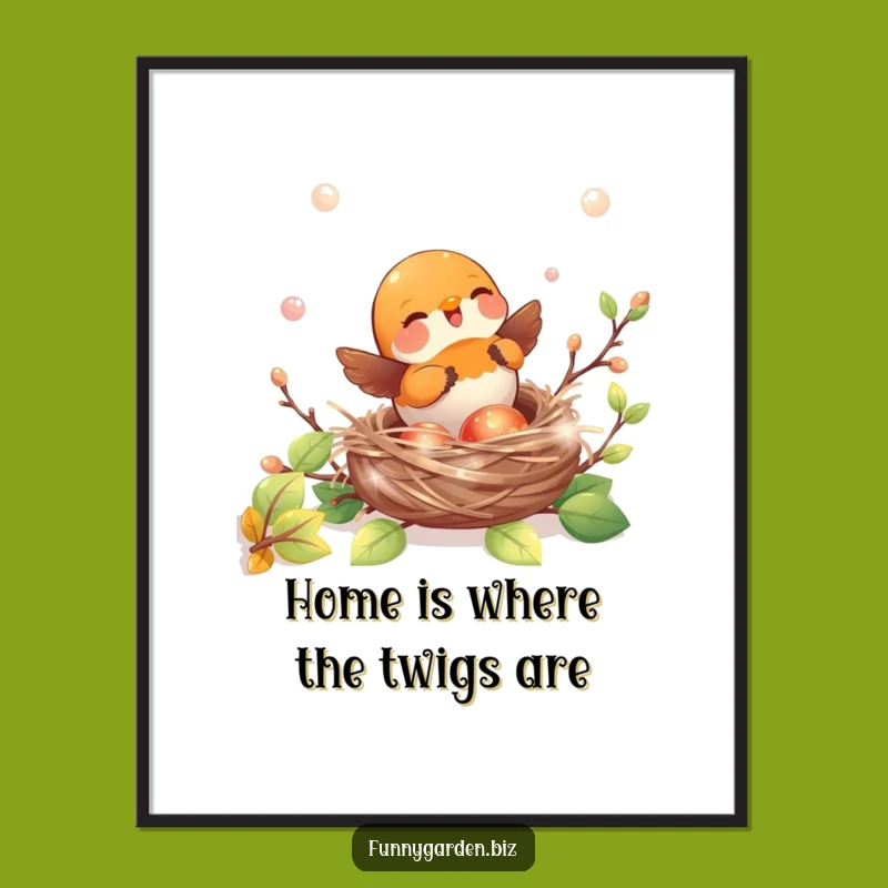 Free Printable Wall Art: Kawaii Robin Nesting, Charming Downloadable Decor!