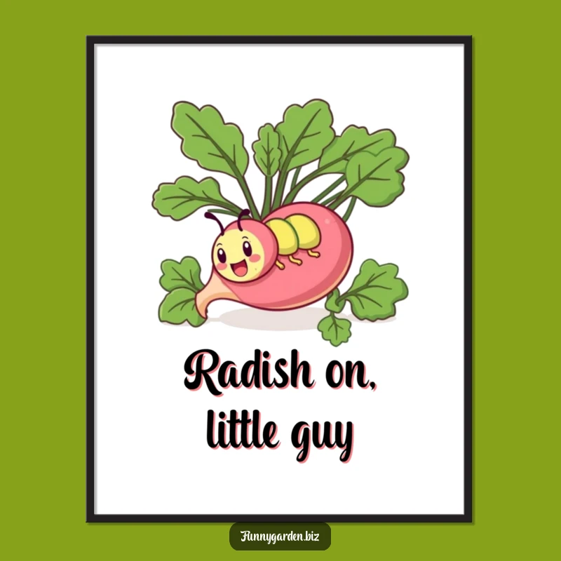 Free Printable Wall Art: Funny Kawaii Caterpillar Radish Art, Digital Download