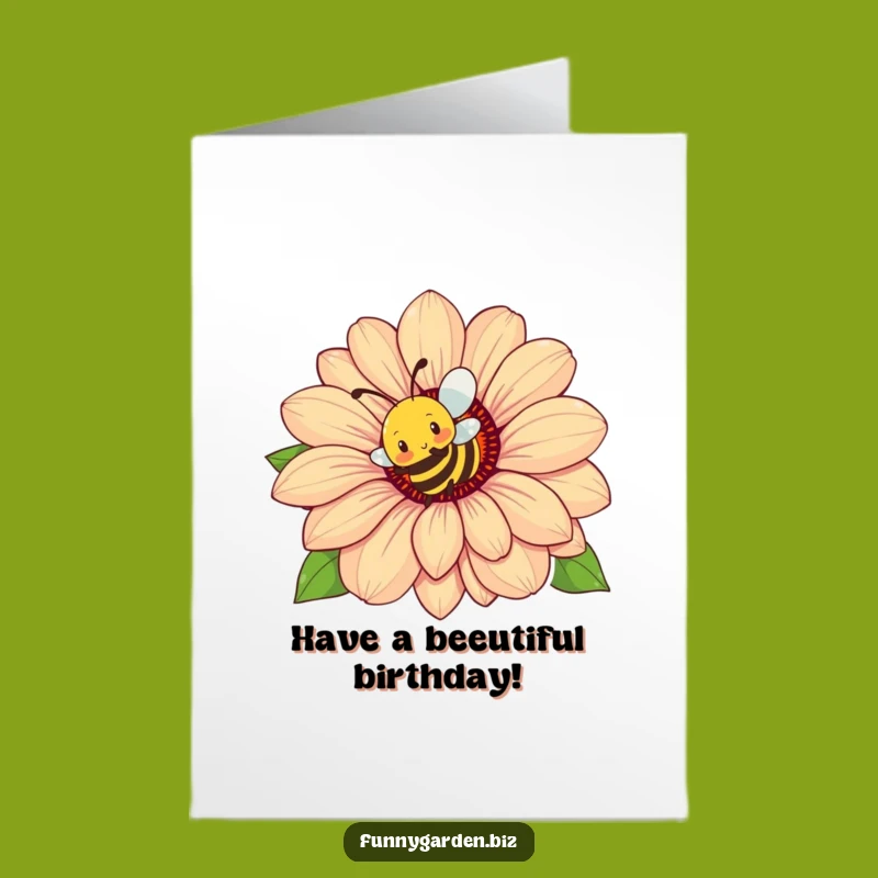 Free Printable Birthday Card: Funny Bee & Flower - DIY Downloadable Gift
