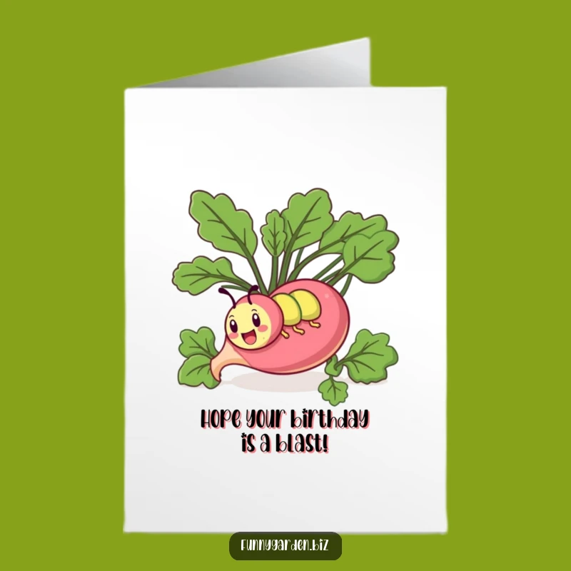 Free Printable Birthday Card: Funny Kawaii Caterpillar Radish Tunnel, Great DIY