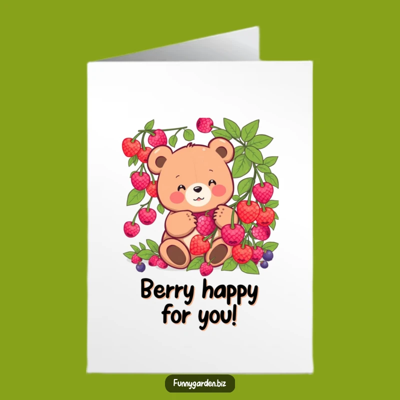 Free Printable Congrats Card: Cute Kawaii Bear Berry Harvest, Awesome Downloadable