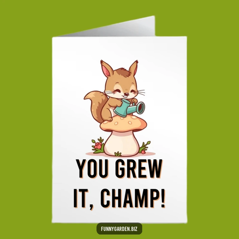 Free Printable Congrats Card: Funny Squirrel & Mushroom - DIY Downloadable Gift