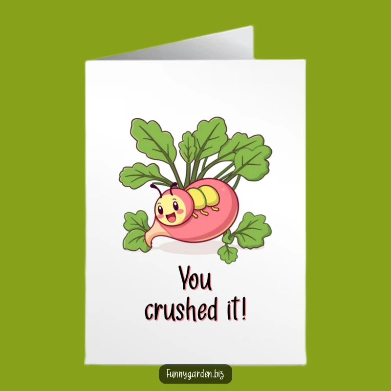 Free Printable Congrats Card: Hilarious Kawaii Caterpillar Radish Dive, Download Now