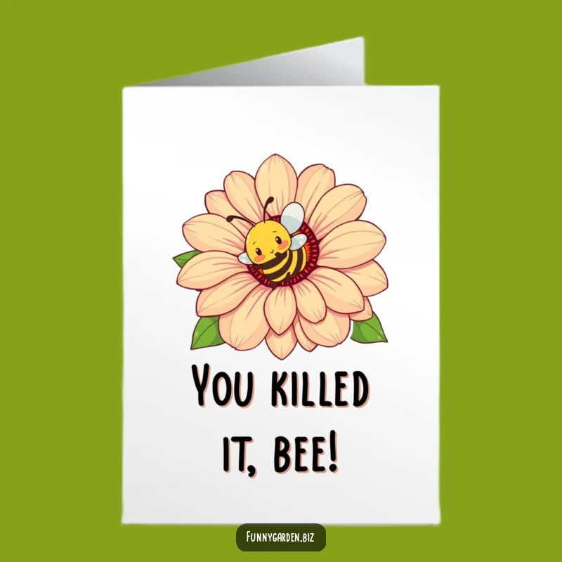 Free Printable Congrats Card: Funny Bee & Flower - DIY Downloadable Gift