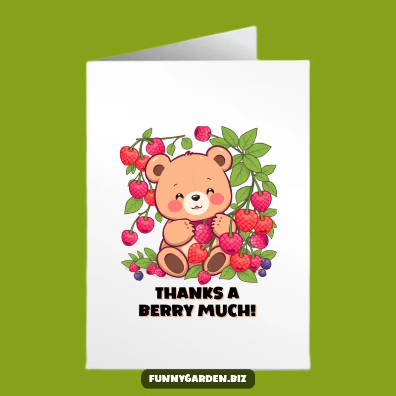 Free Printable Thank You Card: Sweetest Kawaii Bear Berry Harvest, Print Easily