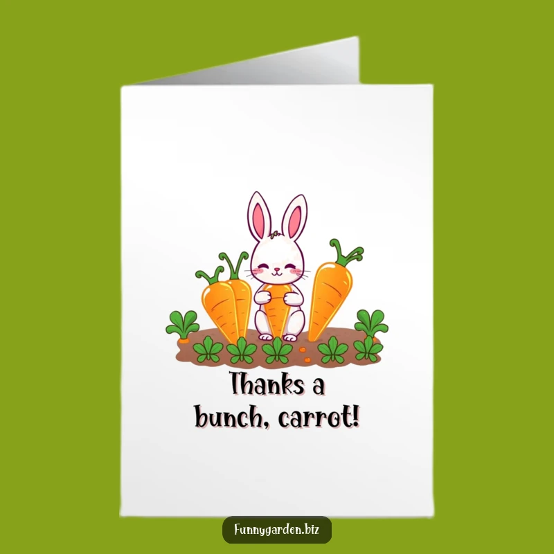 Free Printable Thank You Card: Funny Rabbit & Glowing Carrots - DIY Downloadable Gift