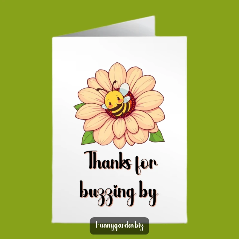 Free Printable Thank You Card: Funny Bee & Flower - DIY Downloadable Gift