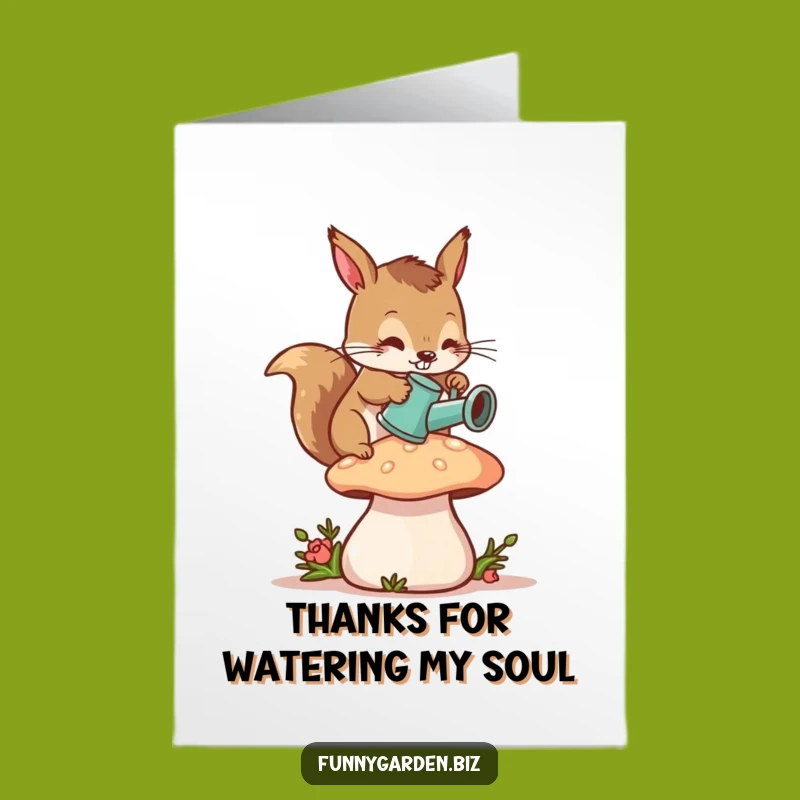 Free Printable Thank You Card: Funny Squirrel & Mushroom - DIY Downloadable Gift