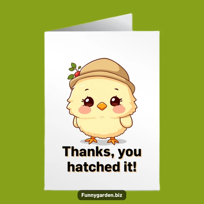 Free Printable Thank You Card: Funny Chick Gardener - DIY Downloadable Gift