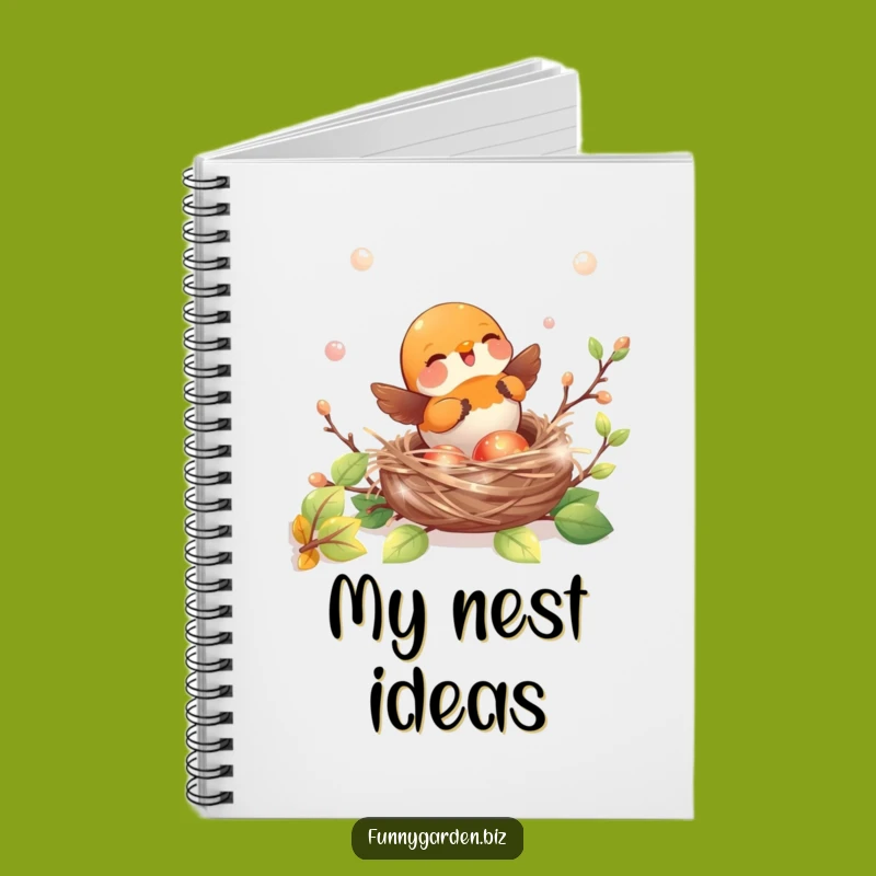 Funny Robin Notebook - Joyful Nest, Iridescent Journal Gift