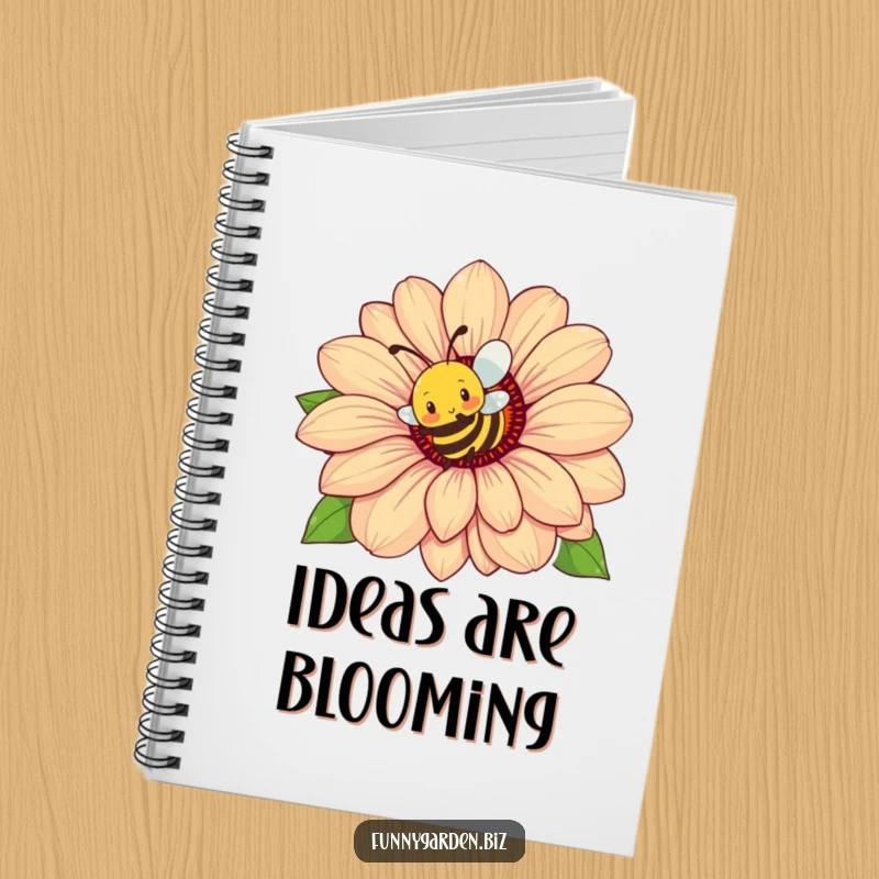 Funny Bee Flower Notebook: Busy bee character buzzing energetically around a colossal flower, humorous and inspiring journal.