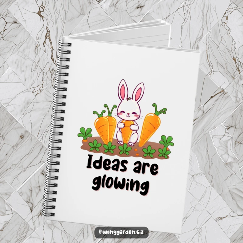 Funny Rabbit Gardener Notebook: Cute rabbit character tending to glowing carrots, a humorous and inspiring journal.