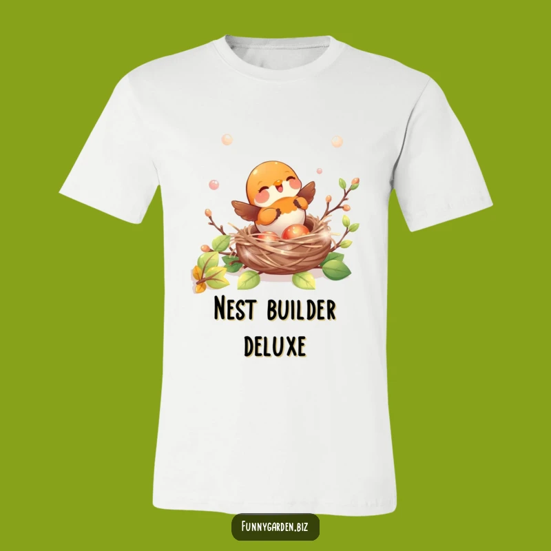 Funny Robin T-Shirt - Joyful Nest Building, Iridescent Twigs Tee